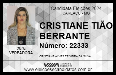 Candidato CRISTIANE TIÃO BERRANTE 2024 - CAREAÇU - Eleições