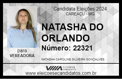 Candidato NATASHA DO ORLANDO 2024 - CAREAÇU - Eleições