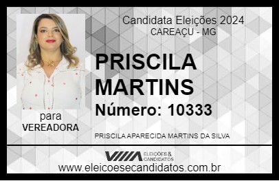 Candidato PRISCILA MARTINS 2024 - CAREAÇU - Eleições