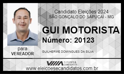 Candidato GUI MOTORISTA 2024 - SÃO GONÇALO DO SAPUCAÍ - Eleições