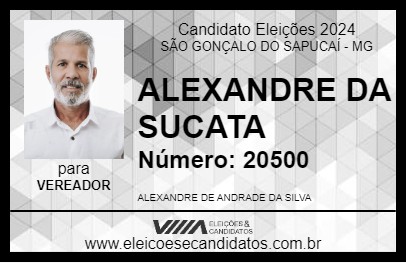 Candidato ALEXANDRE DA SUCATA 2024 - SÃO GONÇALO DO SAPUCAÍ - Eleições