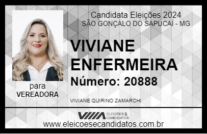 Candidato VIVIANE ENFERMEIRA 2024 - SÃO GONÇALO DO SAPUCAÍ - Eleições