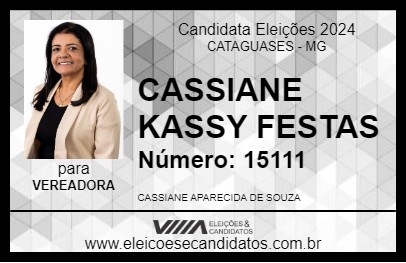 Candidato CASSIANE KASSY FESTAS 2024 - CATAGUASES - Eleições