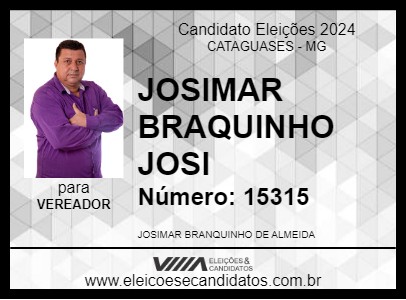 Candidato JOSIMAR BRANQUINHO JOSI 2024 - CATAGUASES - Eleições