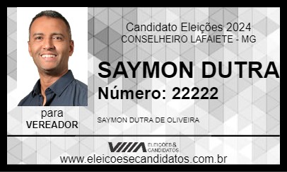 Candidato SAYMON DUTRA 2024 - CONSELHEIRO LAFAIETE - Eleições