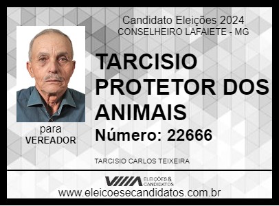 Candidato TARCISIO PROTETOR DOS ANIMAIS 2024 - CONSELHEIRO LAFAIETE - Eleições