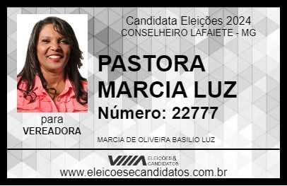 Candidato PASTORA MARCIA LUZ 2024 - CONSELHEIRO LAFAIETE - Eleições