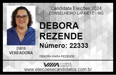 Candidato DEBORA REZENDE 2024 - CONSELHEIRO LAFAIETE - Eleições