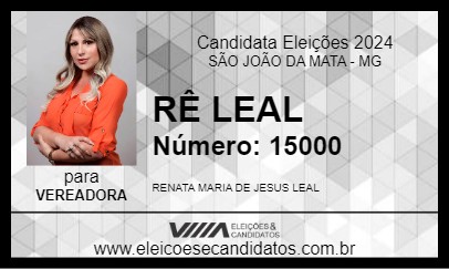 Candidato RÊ LEAL 2024 - SÃO JOÃO DA MATA - Eleições