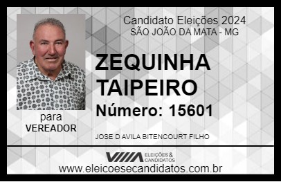 Candidato ZEQUINHA TAIPEIRO 2024 - SÃO JOÃO DA MATA - Eleições