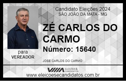 Candidato ZÉ CARLOS DO CARMO 2024 - SÃO JOÃO DA MATA - Eleições