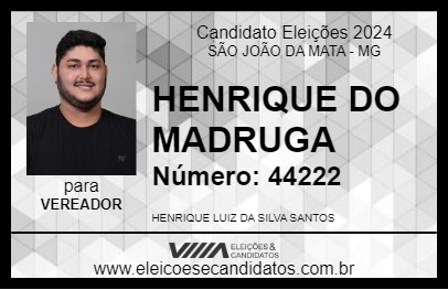 Candidato HENRIQUE DO MADRUGA 2024 - SÃO JOÃO DA MATA - Eleições