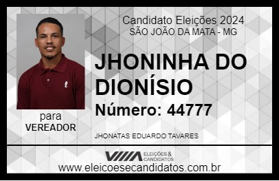 Candidato JHONINHA DO DIONÍSIO 2024 - SÃO JOÃO DA MATA - Eleições