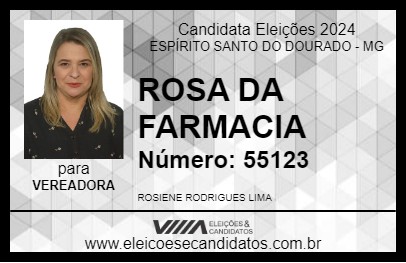 Candidato ROSA DA FARMACIA 2024 - ESPÍRITO SANTO DO DOURADO - Eleições