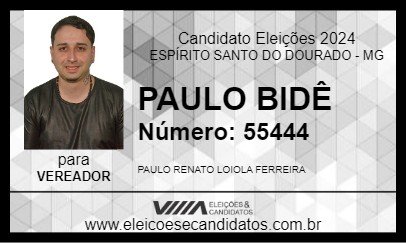 Candidato PAULO BIDÊ 2024 - ESPÍRITO SANTO DO DOURADO - Eleições