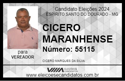 Candidato CICERO MARANHENSE 2024 - ESPÍRITO SANTO DO DOURADO - Eleições