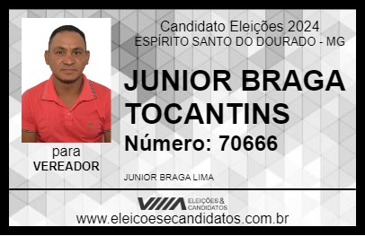 Candidato JUNIOR BRAGA TOCANTINS 2024 - ESPÍRITO SANTO DO DOURADO - Eleições