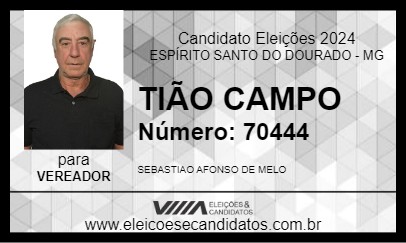 Candidato TIÃO CAMPO 2024 - ESPÍRITO SANTO DO DOURADO - Eleições