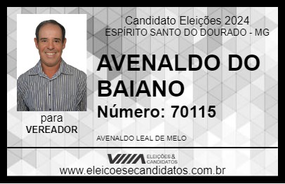 Candidato AVENALDO DO BAIANO 2024 - ESPÍRITO SANTO DO DOURADO - Eleições