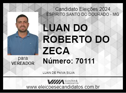 Candidato LUAN DO ROBERTO DO ZECA 2024 - ESPÍRITO SANTO DO DOURADO - Eleições