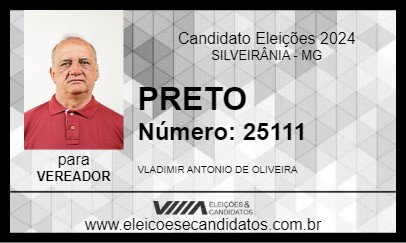 Candidato PRETO 2024 - SILVEIRÂNIA - Eleições