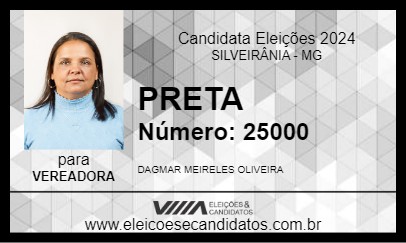 Candidato PRETA 2024 - SILVEIRÂNIA - Eleições