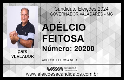 Candidato ADÉLCIO FEITOSA 2024 - GOVERNADOR VALADARES - Eleições