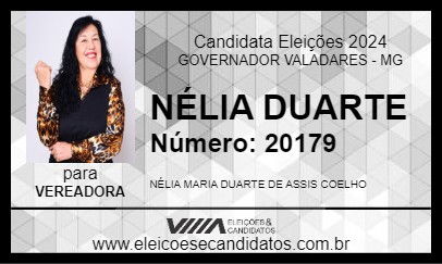 Candidato NÉLIA DUARTE 2024 - GOVERNADOR VALADARES - Eleições