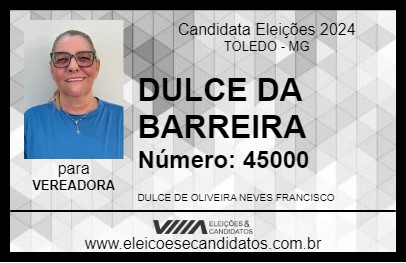 Candidato DULCE DA BARREIRA 2024 - TOLEDO - Eleições