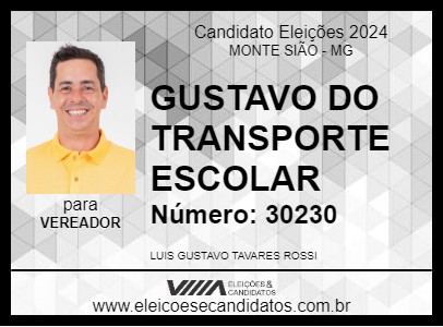 Candidato GUSTAVO DO TRANSPORTE ESCOLAR 2024 - MONTE SIÃO - Eleições