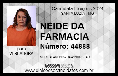 Candidato NEIDE DA FARMACIA 2024 - SANTA LUZIA - Eleições