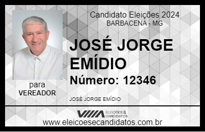 Candidato JOSÉ JORGE EMÍDIO 2024 - BARBACENA - Eleições