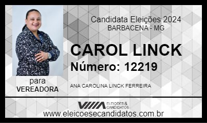 Candidato CAROL LINCK 2024 - BARBACENA - Eleições