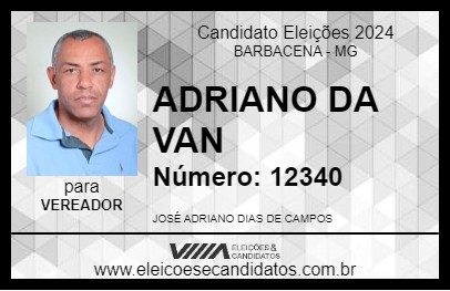 Candidato ADRIANO DA VAN 2024 - BARBACENA - Eleições