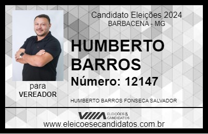 Candidato HUMBERTO BARROS 2024 - BARBACENA - Eleições