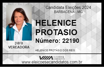 Candidato HELENICE PROTASIO 2024 - BARBACENA - Eleições