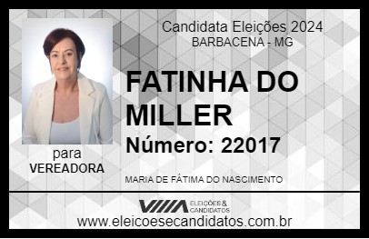 Candidato FATINHA DO MILLER 2024 - BARBACENA - Eleições