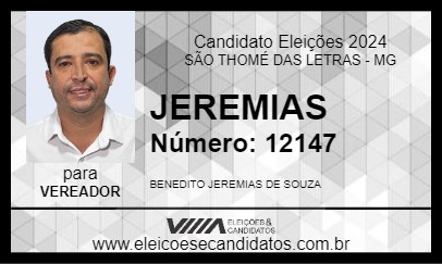 Candidato JEREMIAS 2024 - SÃO THOMÉ DAS LETRAS - Eleições