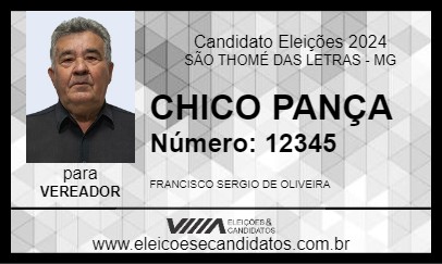 Candidato CHICO PANÇA 2024 - SÃO THOMÉ DAS LETRAS - Eleições