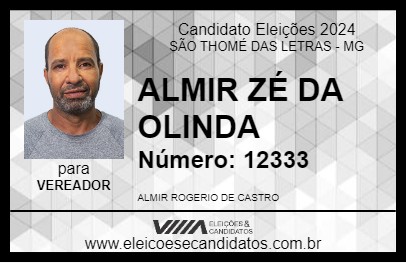 Candidato ALMIR ZÉ DA OLINDA 2024 - SÃO THOMÉ DAS LETRAS - Eleições