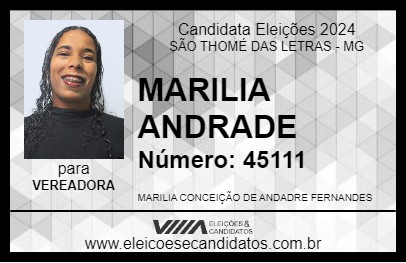 Candidato MARILIA  ANDRADE 2024 - SÃO THOMÉ DAS LETRAS - Eleições