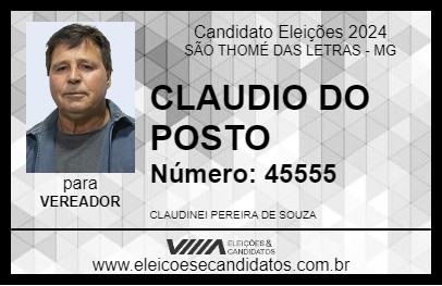 Candidato CLAUDIO DO POSTO 2024 - SÃO THOMÉ DAS LETRAS - Eleições