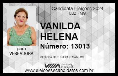 Candidato VANILDA HELENA 2024 - LUZ - Eleições