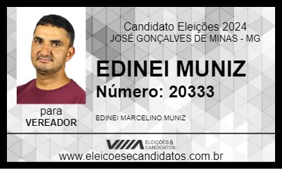 Candidato EDINEI MUNIZ 2024 - JOSÉ GONÇALVES DE MINAS - Eleições