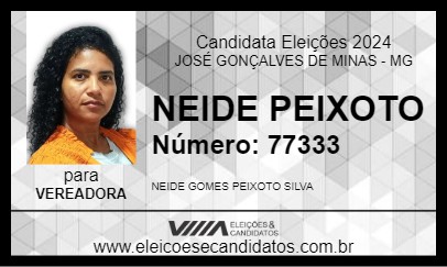 Candidato NEIDE PEIXOTO 2024 - JOSÉ GONÇALVES DE MINAS - Eleições