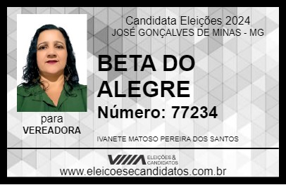 Candidato BETA DO ALEGRE 2024 - JOSÉ GONÇALVES DE MINAS - Eleições