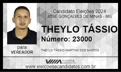 Candidato THEYLO TÁSSIO 2024 - JOSÉ GONÇALVES DE MINAS - Eleições