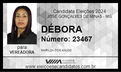 Candidato DÉBORA 2024 - JOSÉ GONÇALVES DE MINAS - Eleições