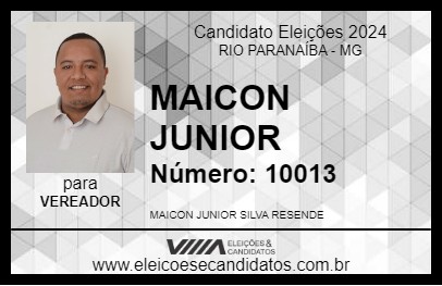 Candidato MAICON JUNIOR 2024 - RIO PARANAÍBA - Eleições