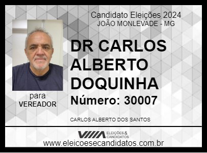 Candidato DR CARLOS ALBERTO DOQUINHA 2024 - JOÃO MONLEVADE - Eleições